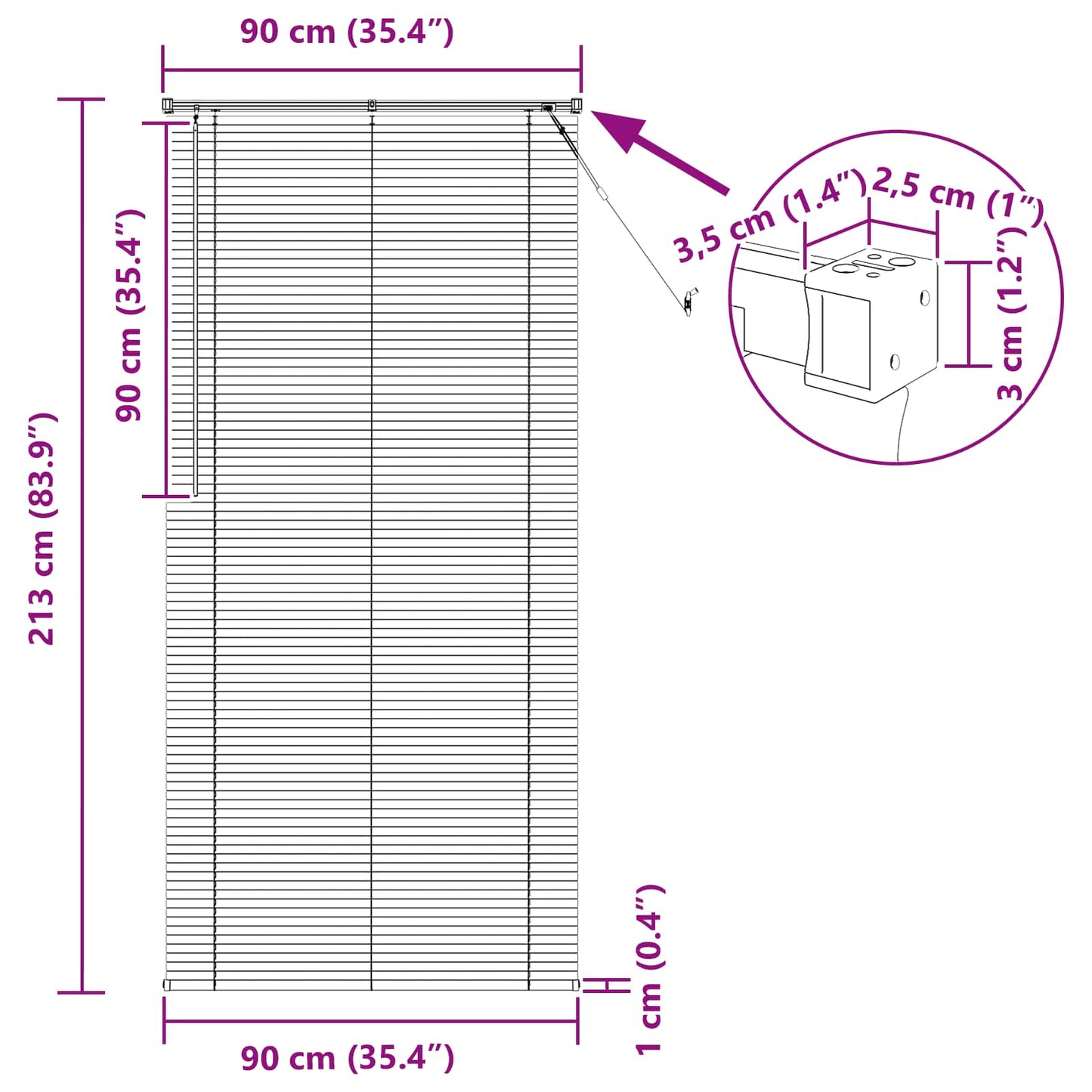 Venetian Blind Light Brown with Pattern 213 x 90 cm 25 mm PVC