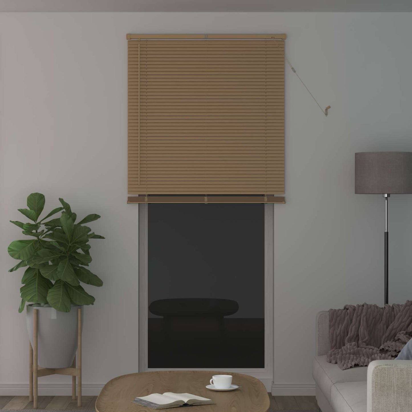 Venetian Blind Light Brown with Pattern 213 x 100 cm 25 mm PVC
