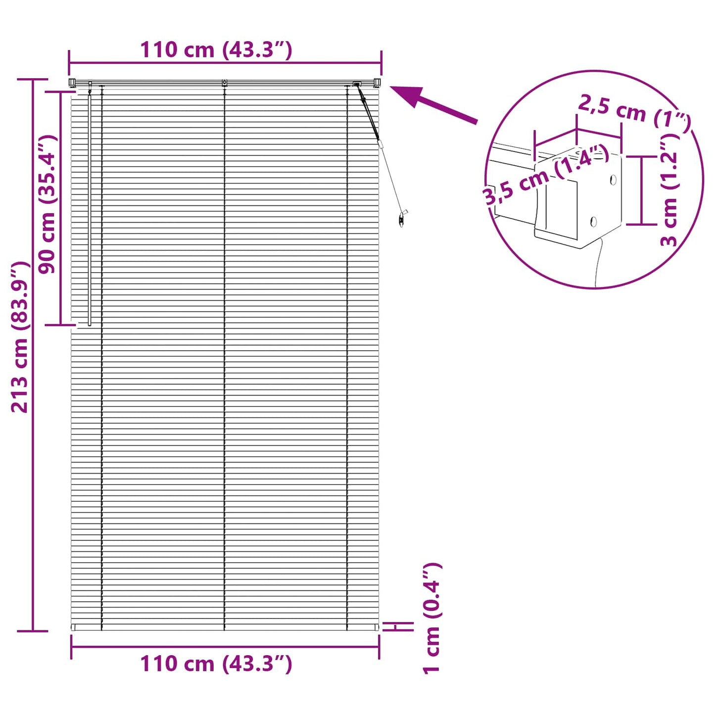 Venetian Blind Light Brown with Pattern 213 x 110 cm 25 mm PVC