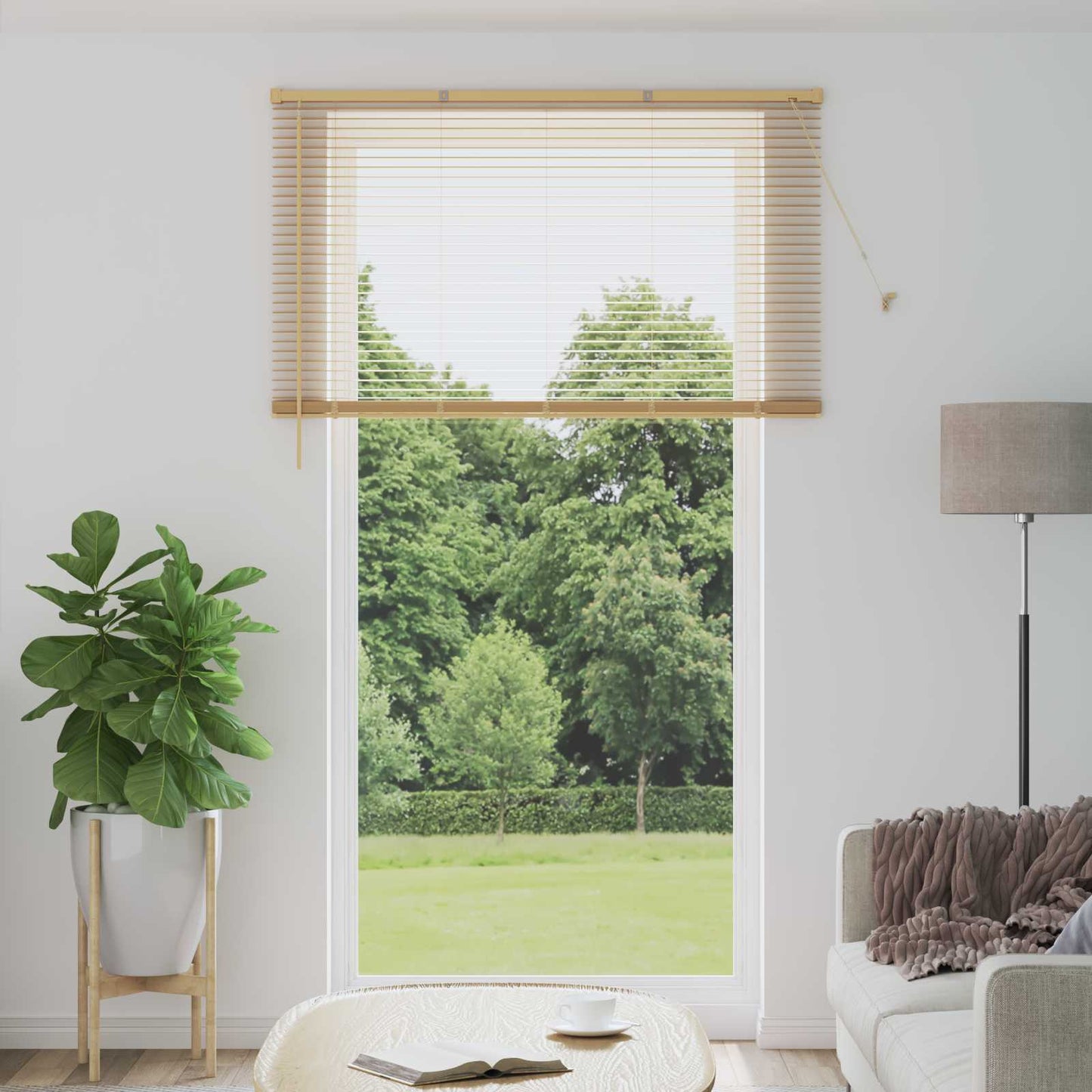 Venetian Blind Light Brown with Pattern 213 x 160 cm 25 mm PVC