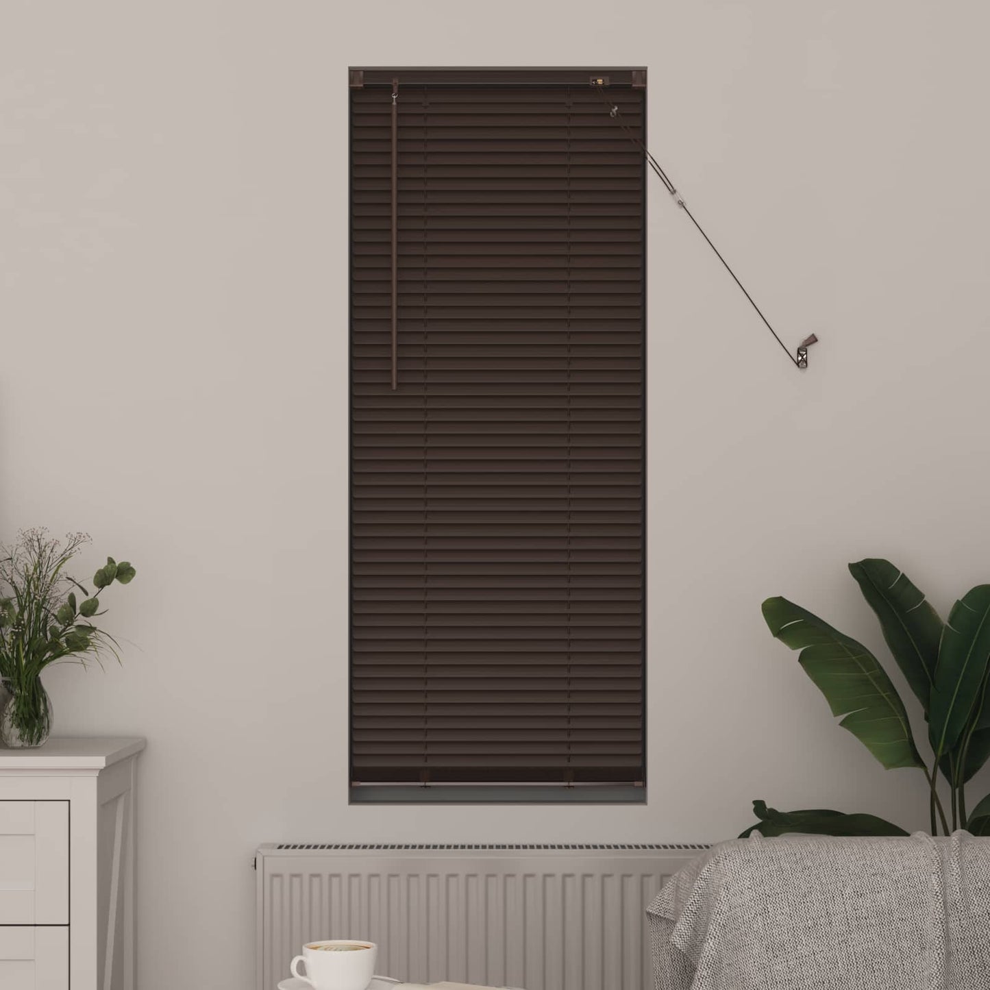 Venetian Blind Dark Brown with Pattern 150 x 60 cm 25 mm PVC