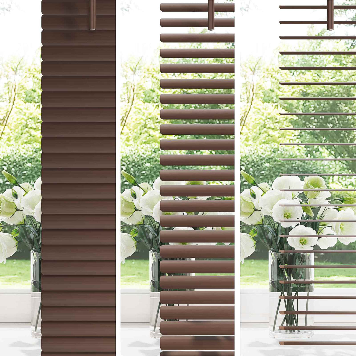 Venetian Blind Dark Brown with Pattern 150 x 80 cm 25 mm PVC