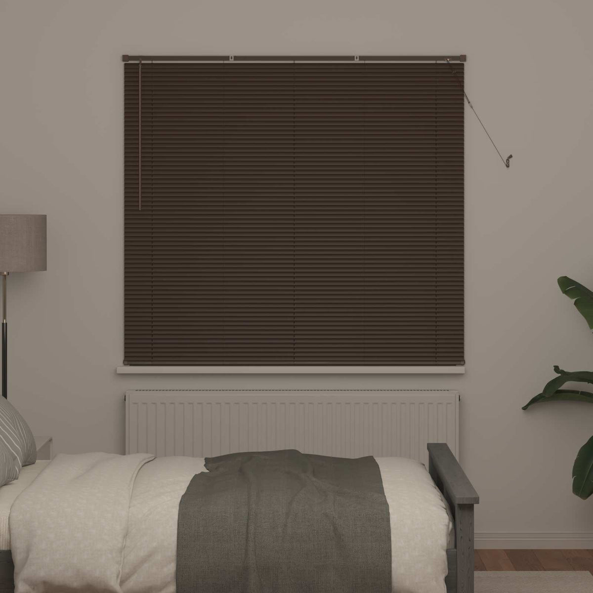 Venetian Blind Dark Brown with Pattern 150 x 140 cm 25 mm PVC