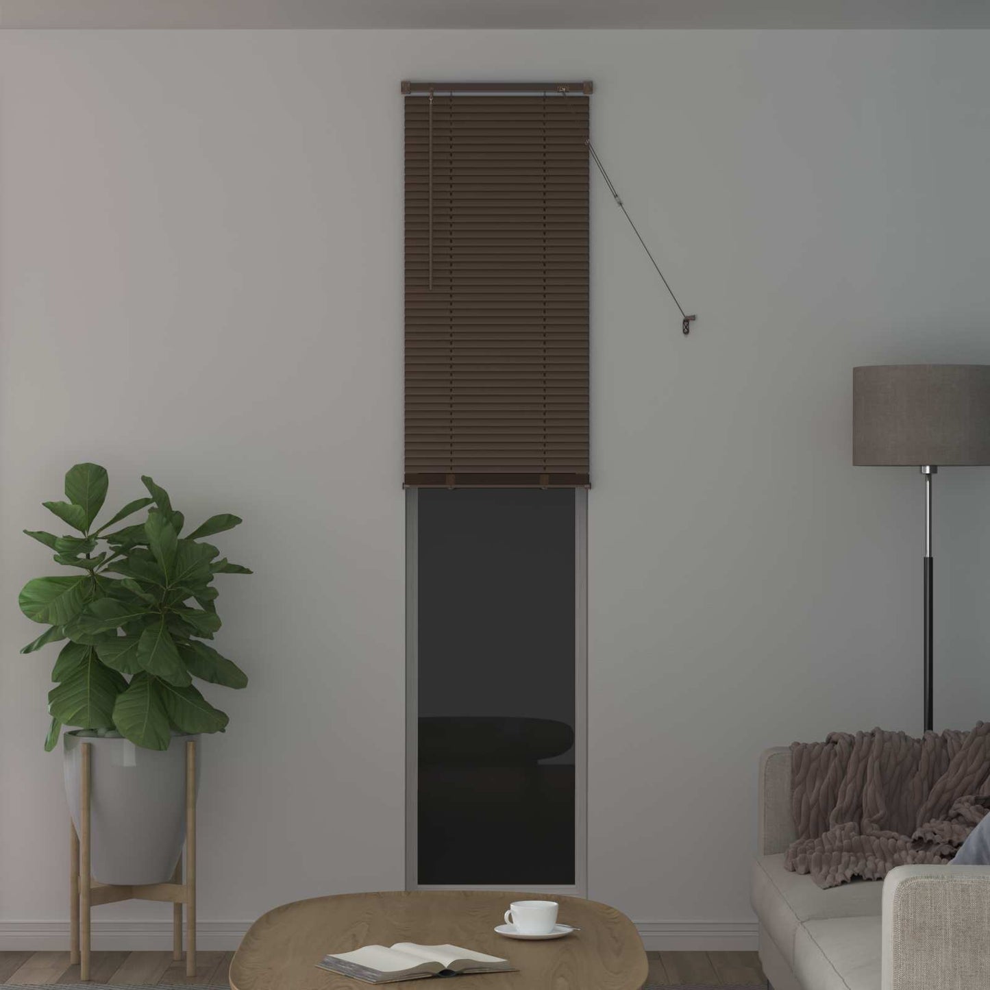 Venetian Blind Dark Brown with Pattern 213 x 60 cm 25 mm PVC
