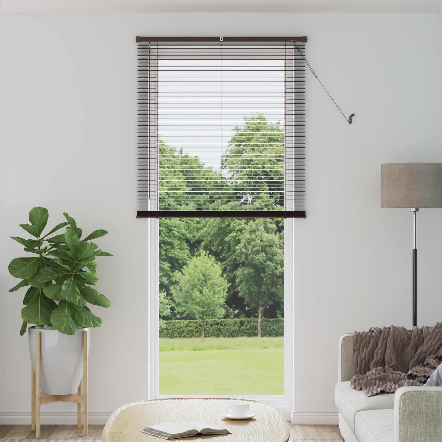 Venetian Blind Dark Brown with Pattern 213 x 90 cm 25 mm PVC