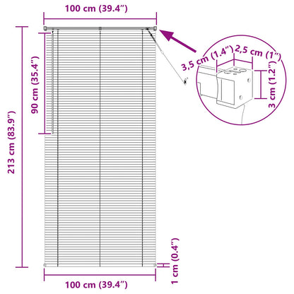 Venetian Blind Dark Brown with Pattern 213 x 100 cm 25 mm PVC
