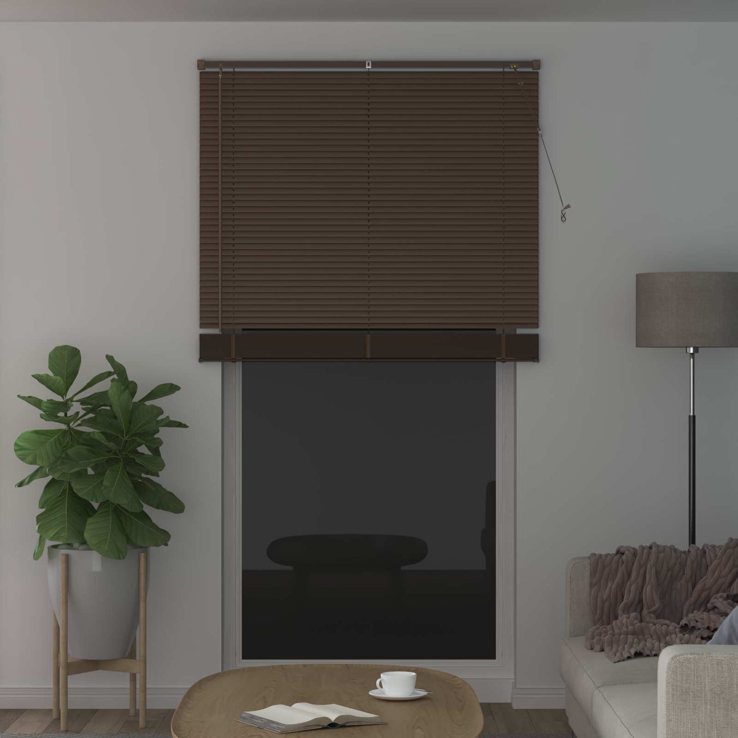 Venetian Blind Dark Brown with Pattern 213 x 120 cm PVC