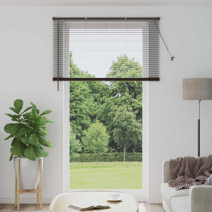 Venetian Blind Dark Brown with Pattern 213 x 130 cm 25 mm PVC