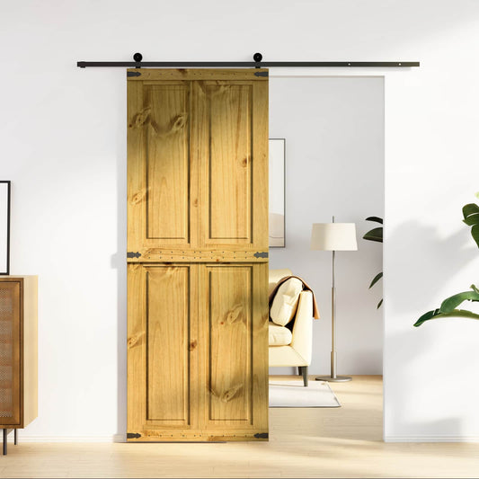 Barn Door CORONA 80 x 210 cm Solid Pine Wood Honey Brown