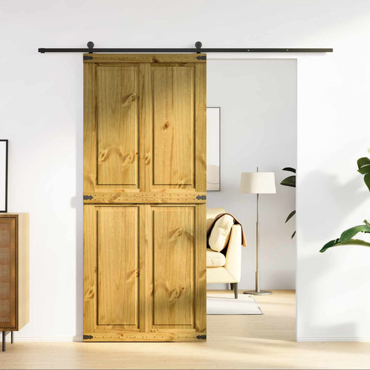 Barn Door CORONA 90 x 210 cm Solid Pine Wood Honey Brown