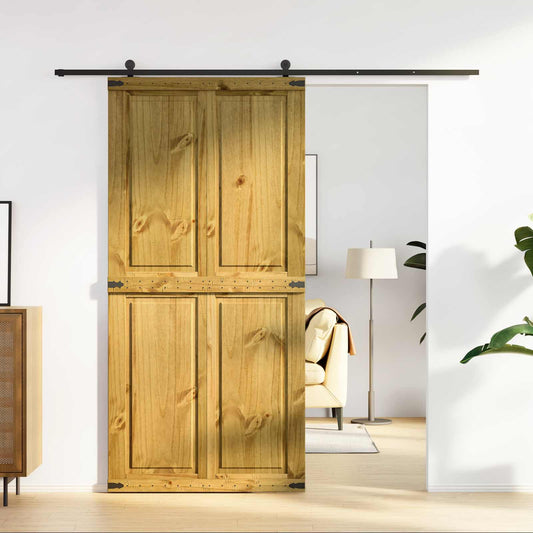 Barn Door CORONA 100 x 210 cm Solid Pine Wood Honey Brown