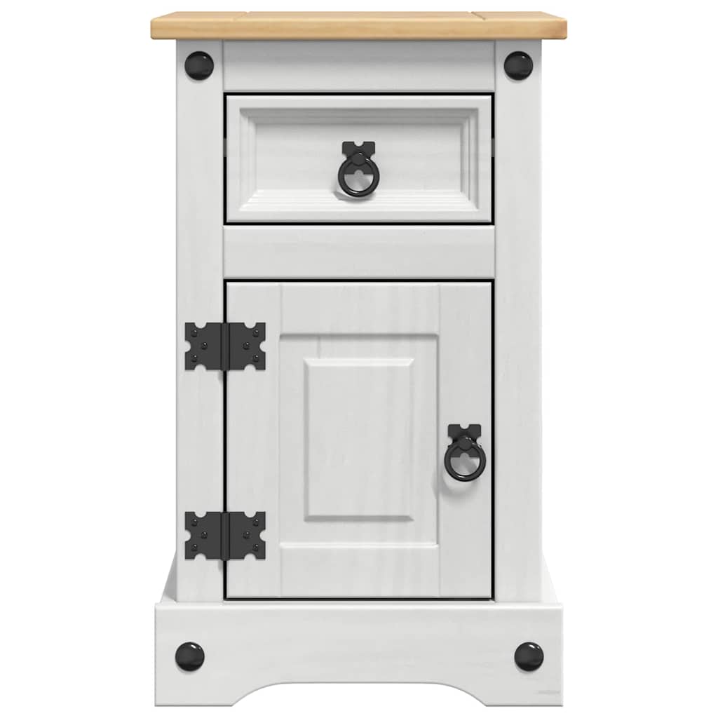 Bedside Table Corona White 35 x 32.5 x 58 cm Solid Pine Wood