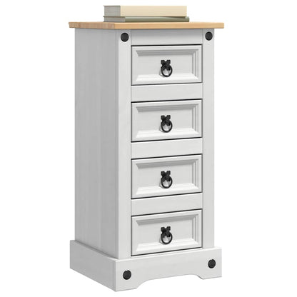 Bedside Table Corona White 35 x 32.5 x 74 cm Solid Pine Wood