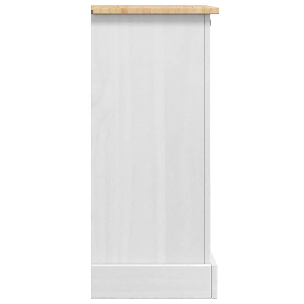 Bedside Table Corona White 35 x 32.5 x 74 cm Solid Pine Wood