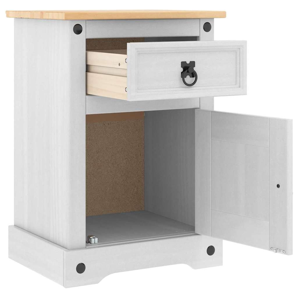 Bedside Table Corona White 45 x 35 x 64 cm Solid Pine Wood