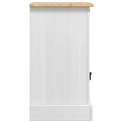 Bedside Table Corona White 45 x 35 x 64 cm Solid Pine Wood