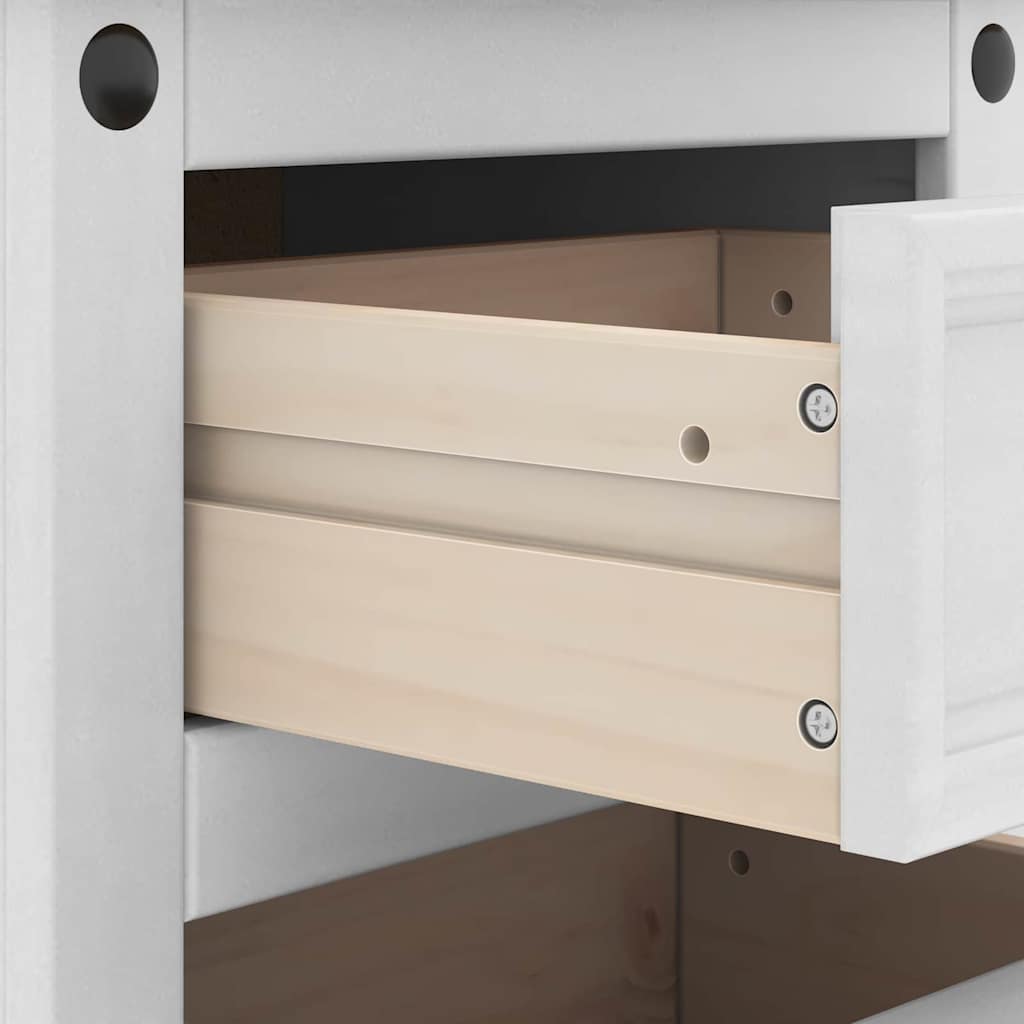 Bedside Table Corona White 45 x 35 x 64 cm Solid Pine Wood