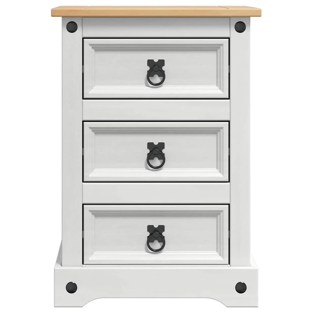 Bedside Table Corona White 45 x 35 x 64 cm Solid Pine Wood