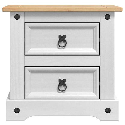 Bedside Table Corona White 53 x 39 x 47 cm Solid Pine Wood