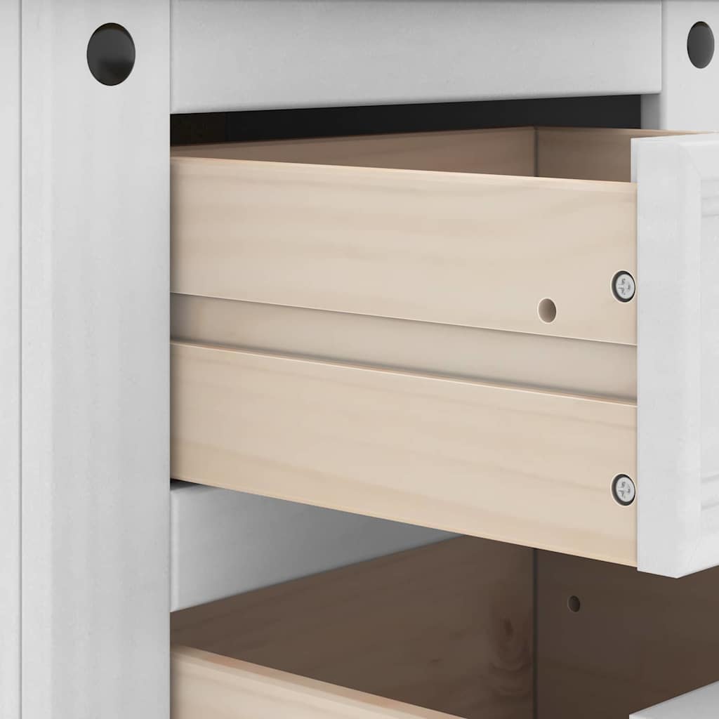 Bedside Table Corona White 53 x 39 x 84 cm Solid Pine Wood