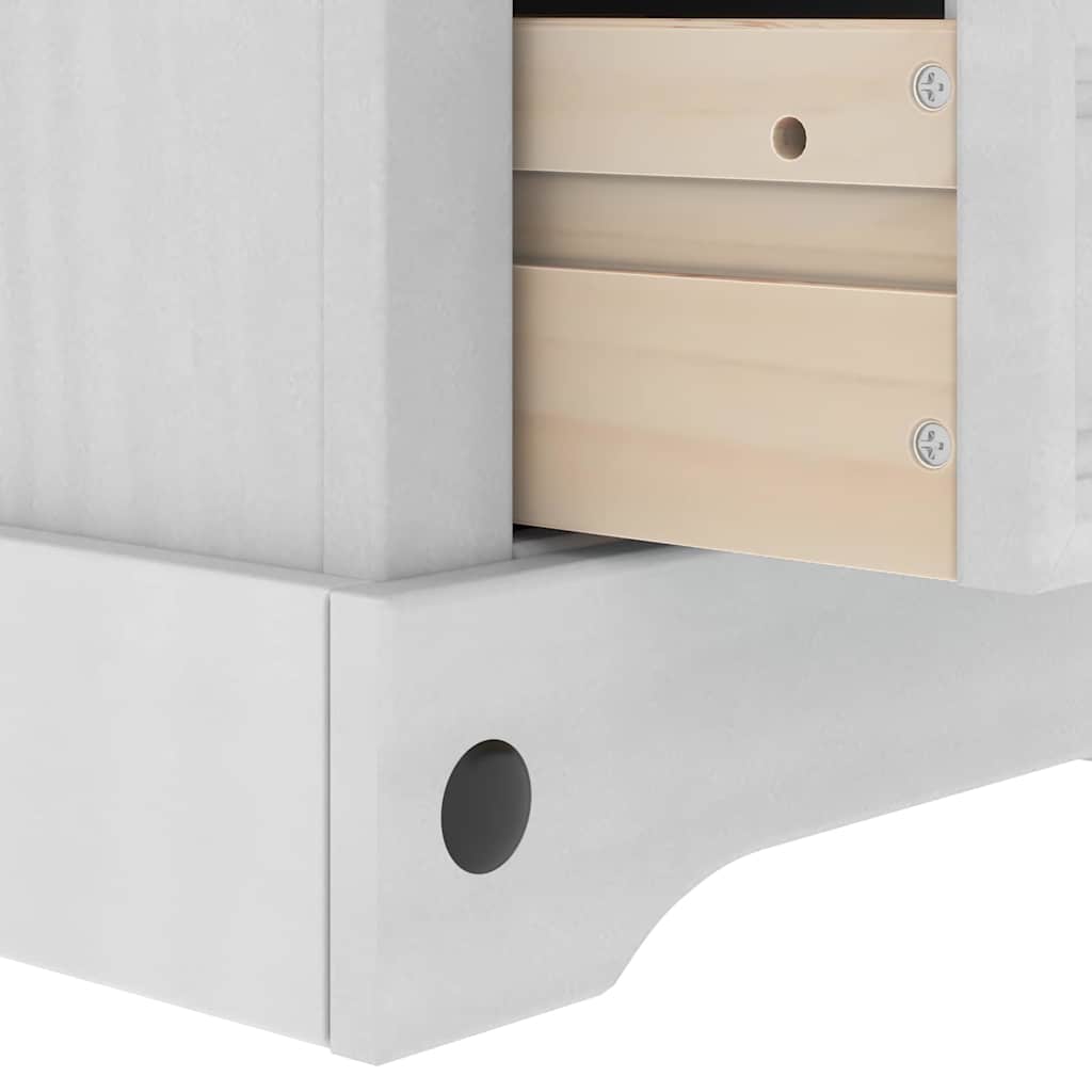 Bedside Table Corona White 53 x 39 x 84 cm Solid Pine Wood