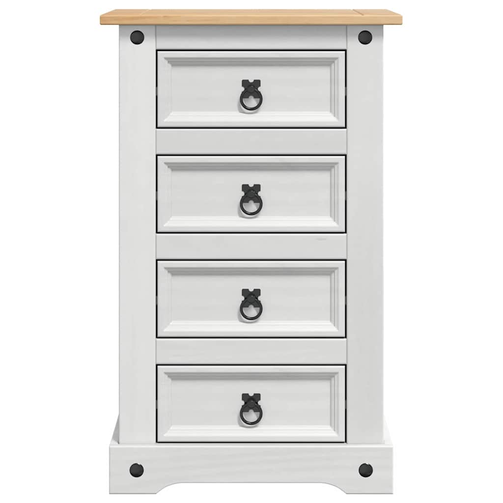 Bedside Table Corona White 53 x 39 x 84 cm Solid Pine Wood