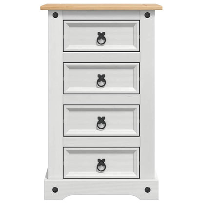 Bedside Table Corona White 53 x 39 x 84 cm Solid Pine Wood