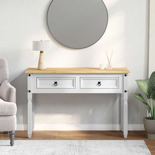 End Table CORONA White 115 x 46 x 73 cm Solid Pine Wood