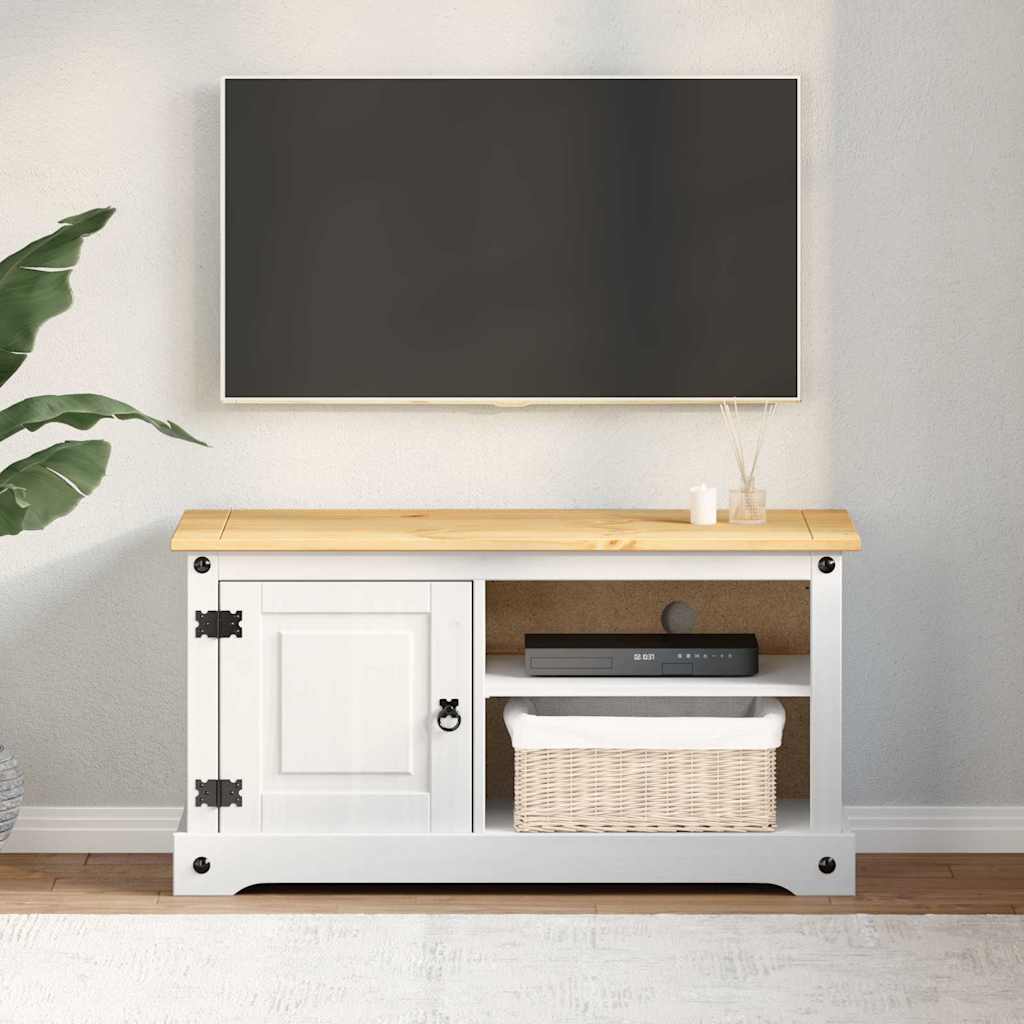 TV Cabinet Corona White 100 x 40 x 52 cm Solid Pine Wood