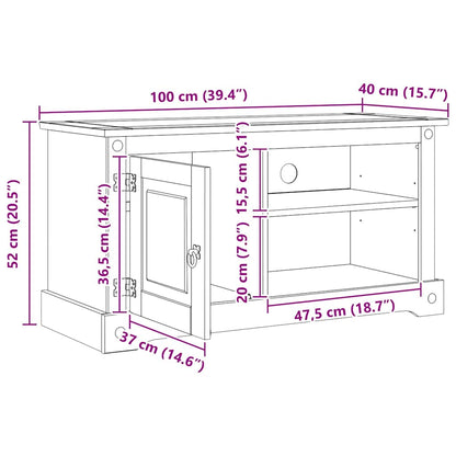 TV Cabinet Corona White 100 x 40 x 52 cm Solid Pine Wood