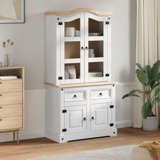 Sideboard CORONA White 100 x 48.5 x 179 cm Solid Pine Wood