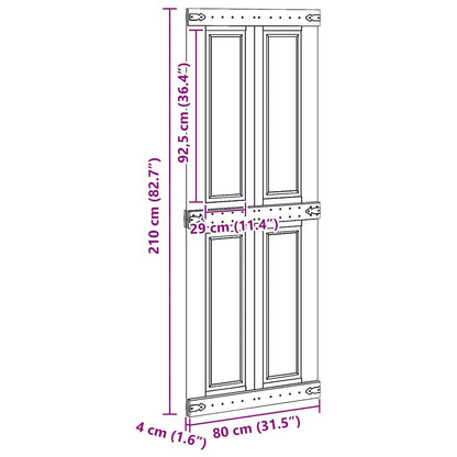Barn Door Corona White 80 x 210 cm Solid Pine Wood