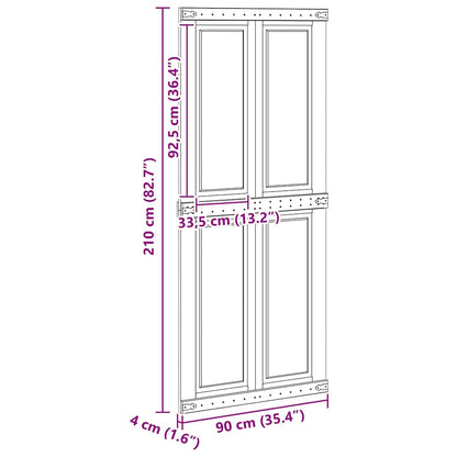 Barn Door Corona White 90 x 210 cm Solid Pine Wood