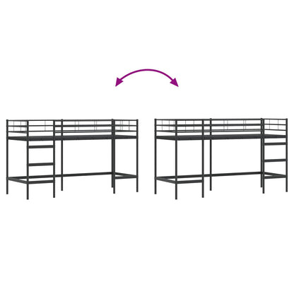 Kids'Loft Bed Frame Plain Black 75 x 190 cm Steel