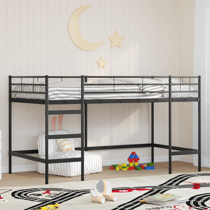 Kids'Loft Bed Frame Black 107 x 200 cm Steel