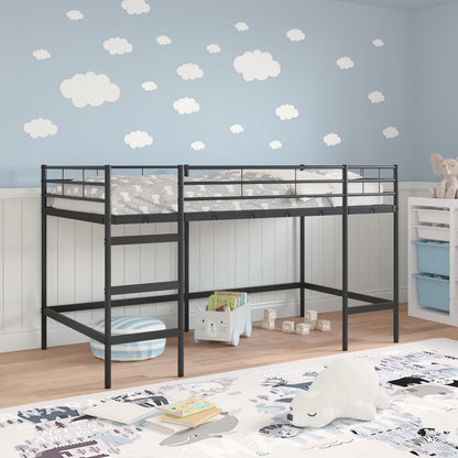 Kids'Loft Bed Frame Black 107 x 200 cm Steel