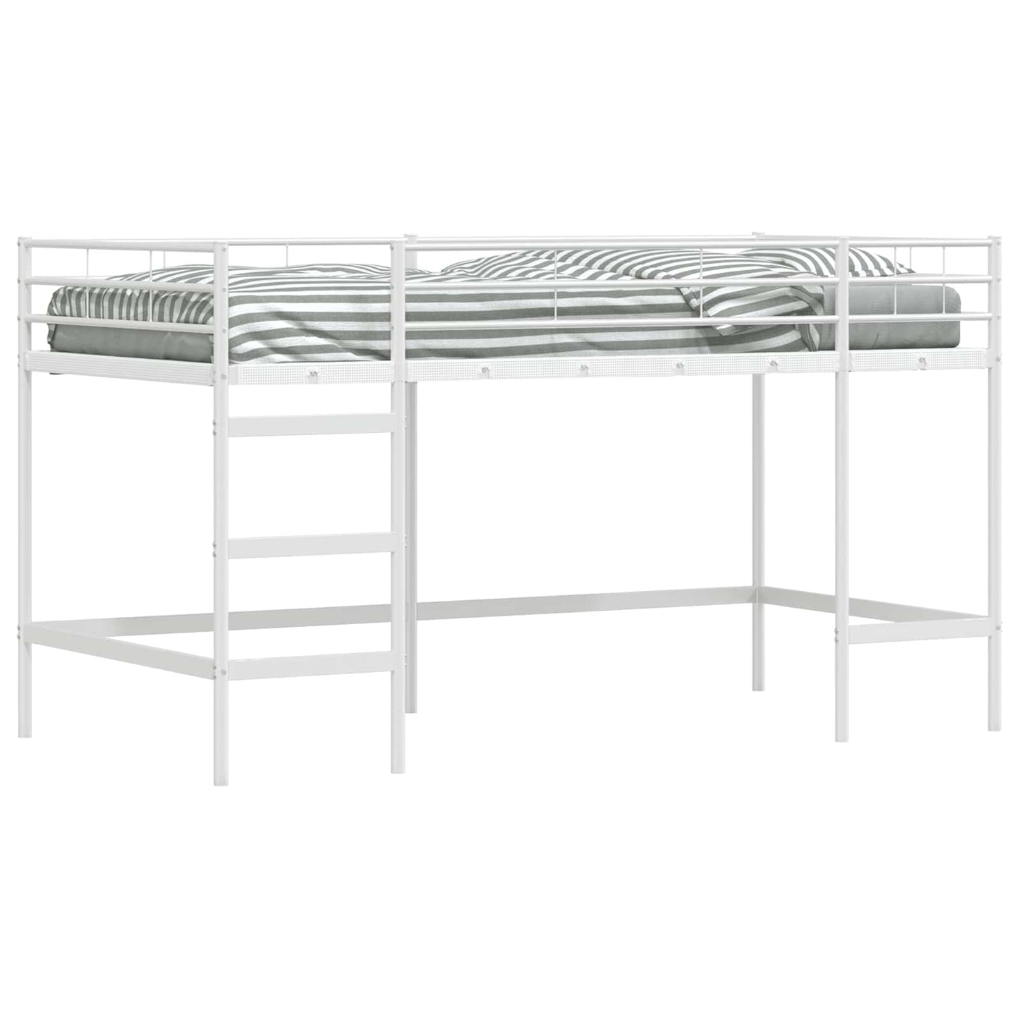 Kids'Loft Bed Frame Plain White 80 x 200 cm Steel