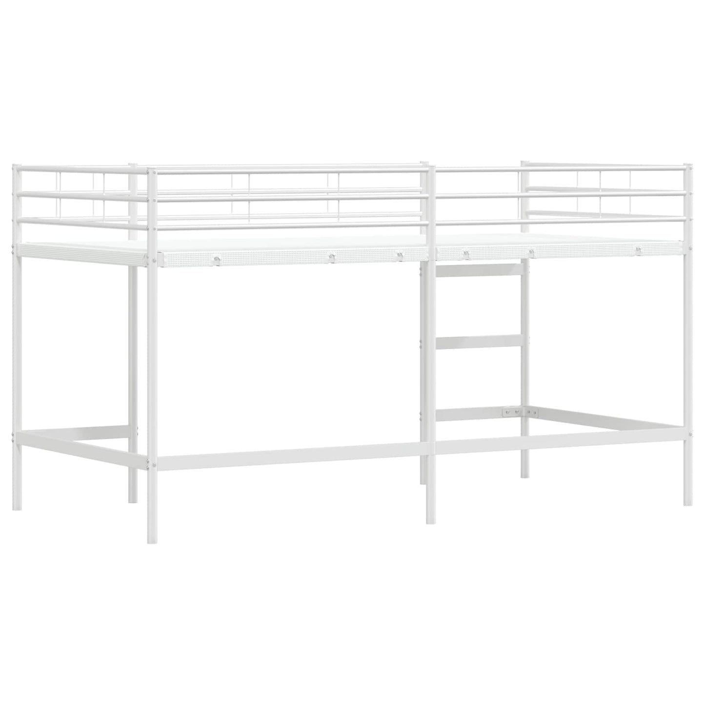 Kids'Loft Bed Frame Plain White 80 x 200 cm Steel