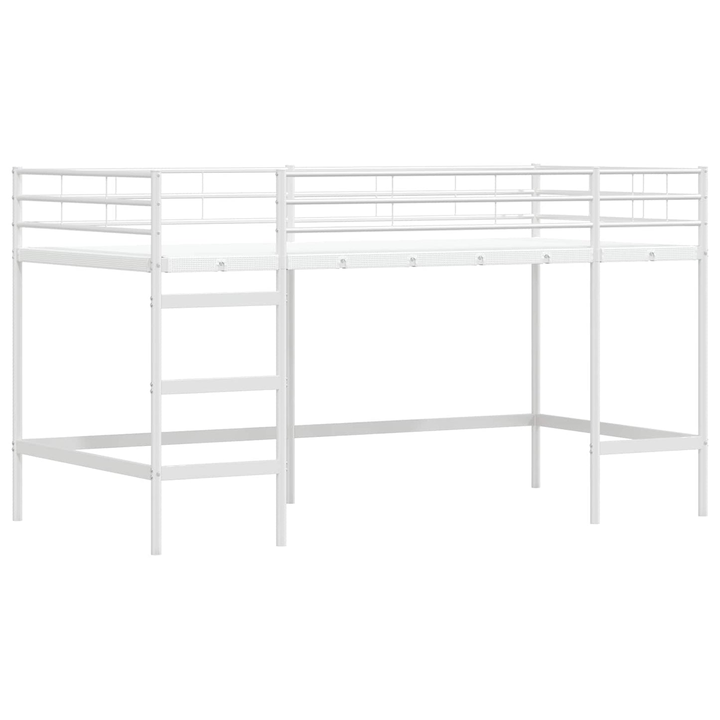Kids'Loft Bed Frame Plain White 90 x 200 cm Steel