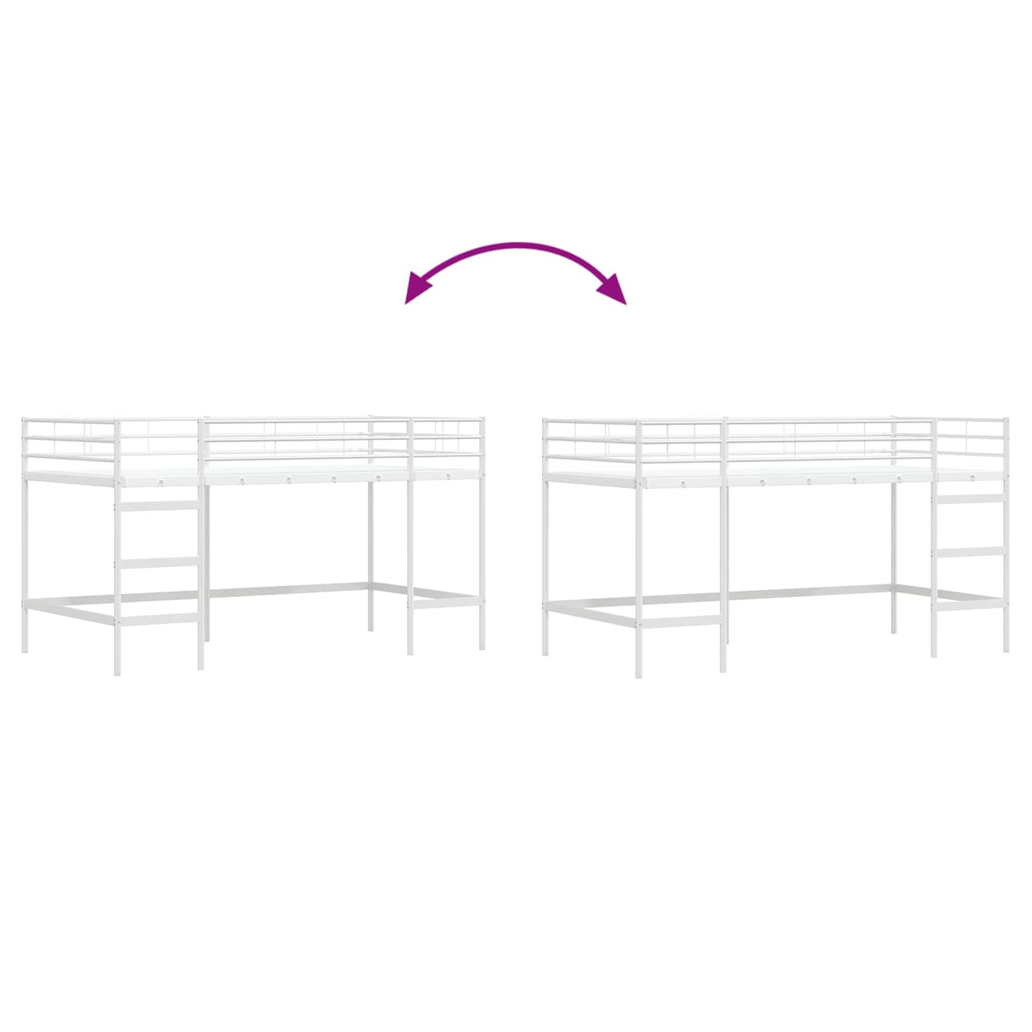 Kids'Loft Bed Frame Plain White 90 x 200 cm Steel