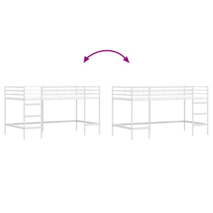 Kids'Loft Bed Frame Plain White 90 x 200 cm Steel