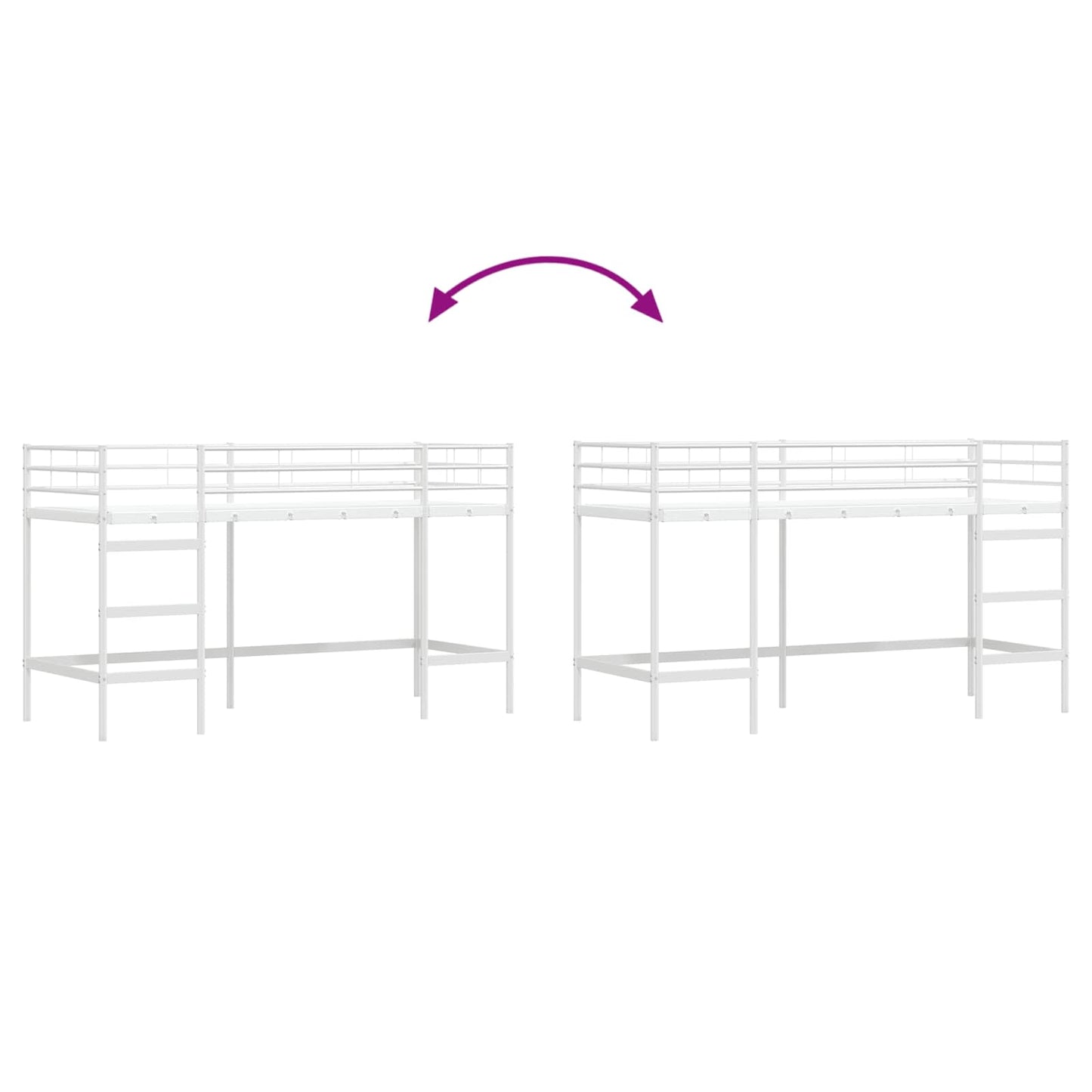 Kids'Loft Bed Frame Plain White 100 x 190 cm Steel