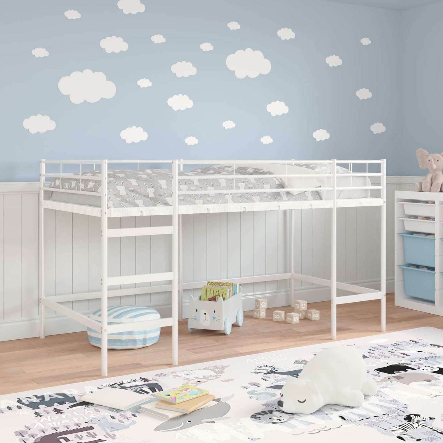Kids'Loft Bed Frame Plain White 107 x 203 cm Steel