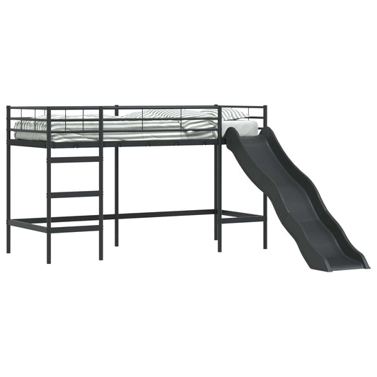 Kids'Loft Bed Frame with Slide Black and Anthracite