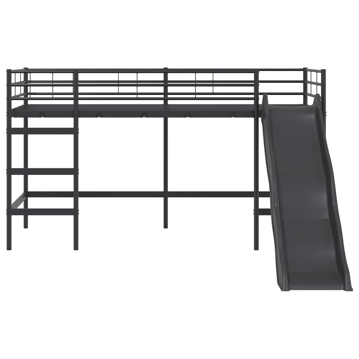 Kids'Loft Bed Frame with Slide Plain Black and Anthracite