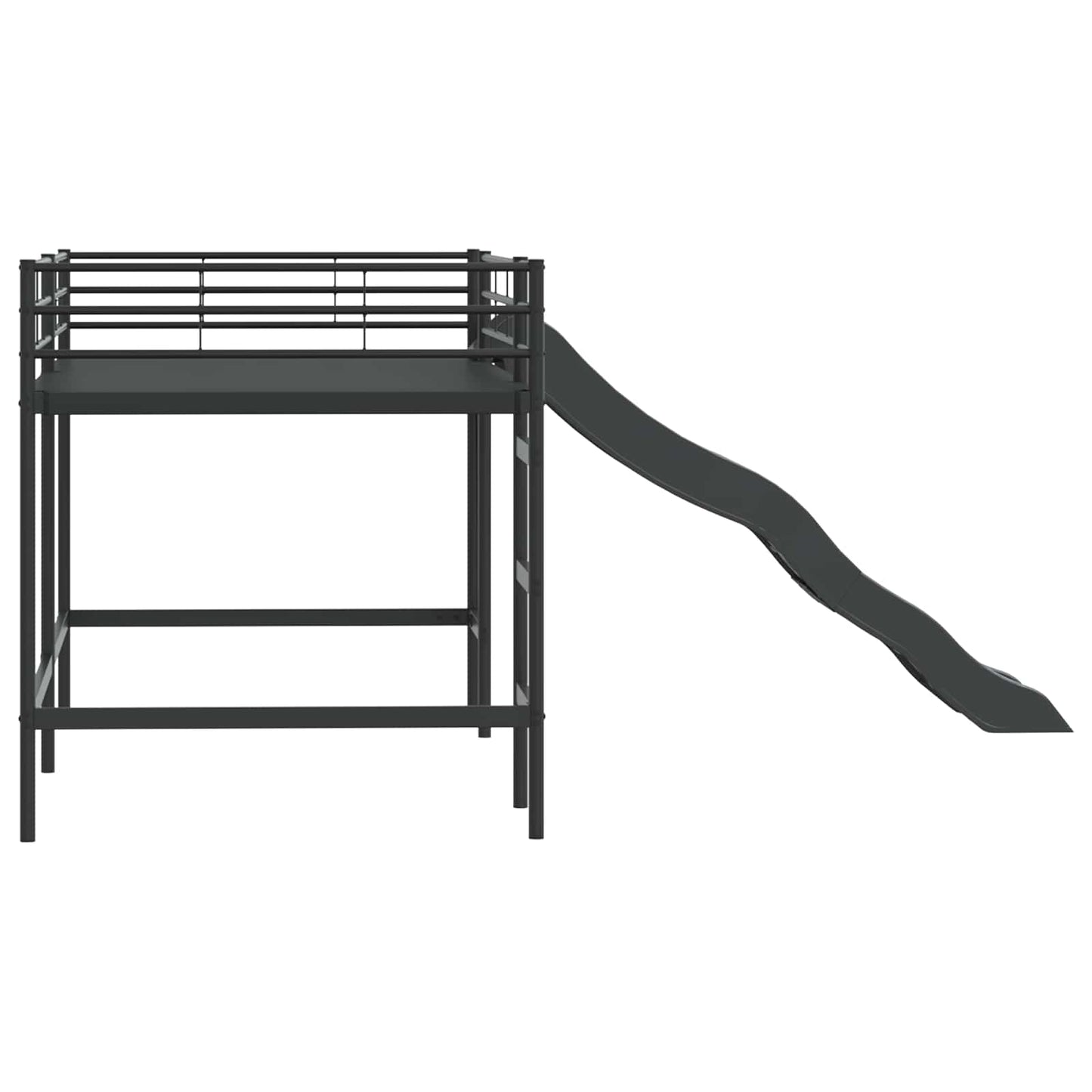 Kids'Loft Bed Frame with Slide Plain Black and Anthracite