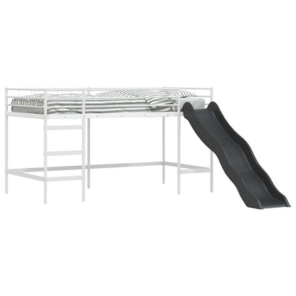 Kids'Loft Bed Frame with Slide Plain White and Anthracite