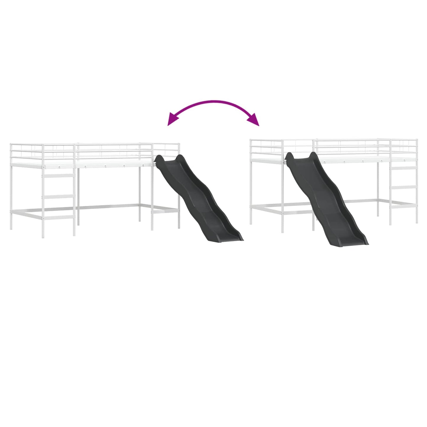 Kids'Loft Bed Frame with Slide Plain White and Anthracite