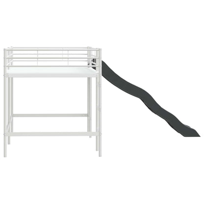 Kids'Loft Bed Frame with Slide Plain White and Anthracite
