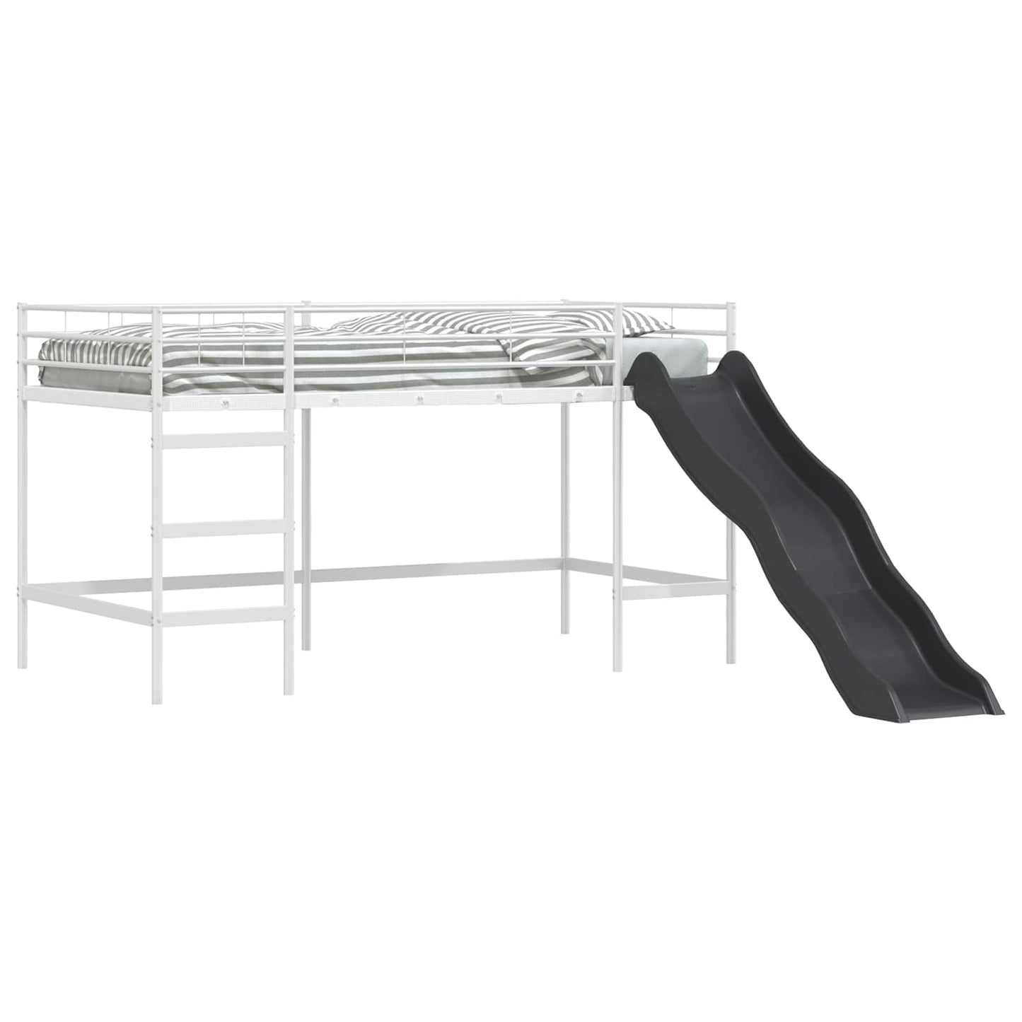 Kids'Loft Bed Frame with Slide Plain White and Anthracite